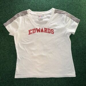 Chase Authentics NASCAR  Edward's V Neck T Shirt  Women's Large White Graphic T